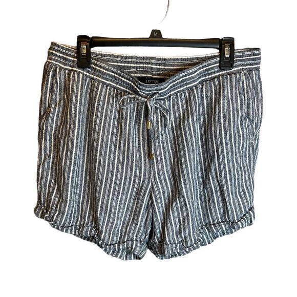 5 for $25🔥Large Ellen Tracy Linen Blend Pinstriped Cuffed Hem Shorts - Picture 1 of 5
